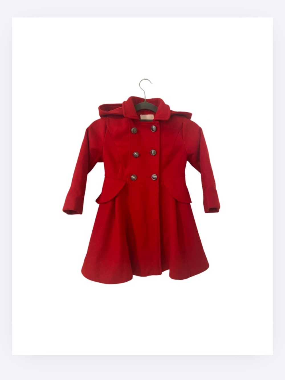 Copper Key toddler girl 2/3 red ruffle waist double breast pea coat hooded